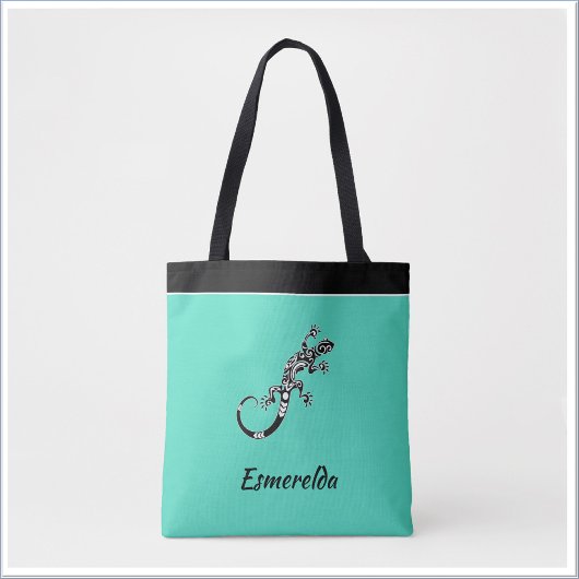 Modern Gecko Zee Green en Black Tote Bag
