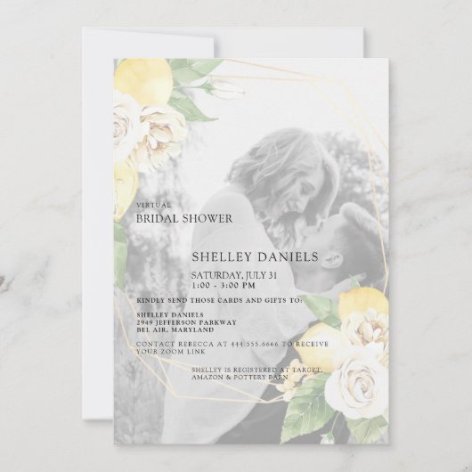 Modern gedempt Photo Lemons Virtual Vrijgezellenfe Kaart (Voorkant)