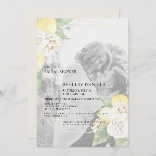 Modern gedempt Photo Lemons Virtual Vrijgezellenfe Kaart (Voorkant / Achterkant)