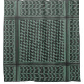 Modern gedempte olijf Houndstooth-patroon Douchegordijn (Voorkant)