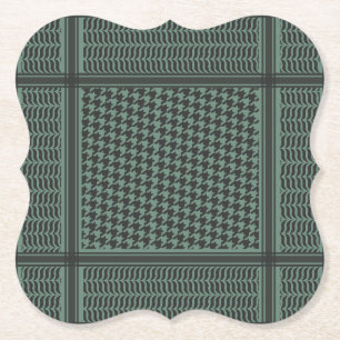 Modern gedempte olijf Houndstooth-patroon Kartonnen Onderzetters