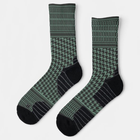 Modern gedempte olijf Houndstooth-patroon Sokken (Links)