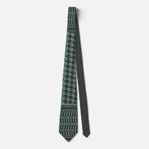 Modern gedempte olijf Houndstooth patroon Stropdas