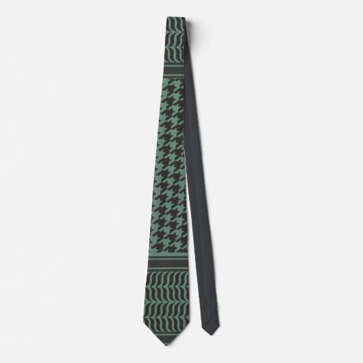 Modern gedempte olijf Houndstooth patroon Stropdas (Voorkant)