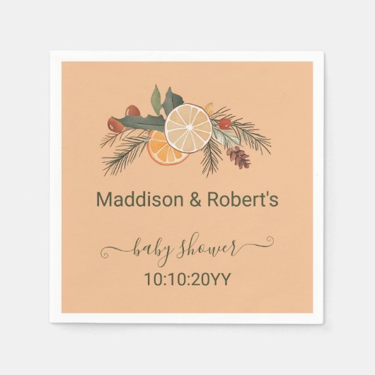 Modern gedroogd citrus Baby shower Servet (Voorkant)