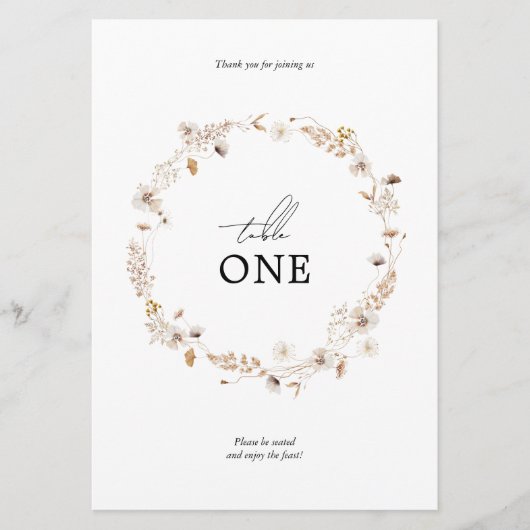 Modern gedroogde Bloemen Boho Krans Tafel Naam Kaart (Voorkant)