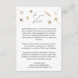 Modern gedroogde wilde bloem Boho Wedding Details  Informatiekaartje