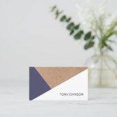 Modern gedrukt Kraft Paper Blue White Geometric Visitekaartje (Staand voorkant)