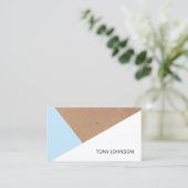 Modern gedrukt Kraft Paper Blue White Geometric Visitekaartje (Staand voorkant)