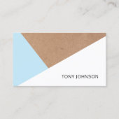 Modern gedrukt Kraft Paper Blue White Geometric Visitekaartje (Voorkant)
