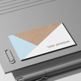 Modern gedrukt Kraft Paper Blue White Geometric Visitekaartje