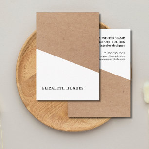 Modern Gedrukt Kraftpapier Wit Geometrisch Visitekaartje