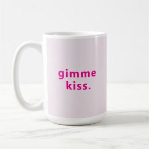 Modern Geef me een kus Typography Roze Tekst Koffiemok