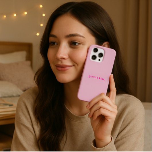Modern Geef Me Kus | Typografie Roze Tekst iPhone Hoesje