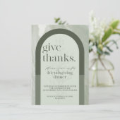 Modern geeft Bedankt Friendsgiving Invitation Gree Kaart (Staand voorkant)