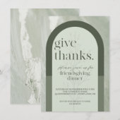 Modern geeft Bedankt Friendsgiving Invitation Gree Kaart (Voorkant / Achterkant)