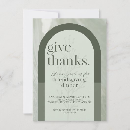 Modern geeft Bedankt Friendsgiving Invitation Gree Kaart (Voorkant)