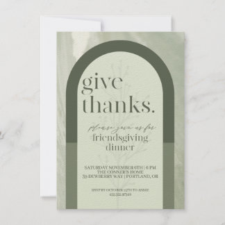 Modern geeft Bedankt Friendsgiving Invitation Gree Kaart