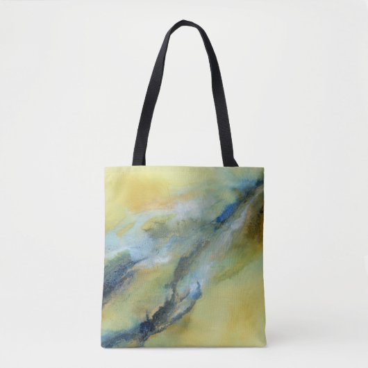 Modern geel blauw Abstract marmeren kunst Tote Bag (Voorkant)