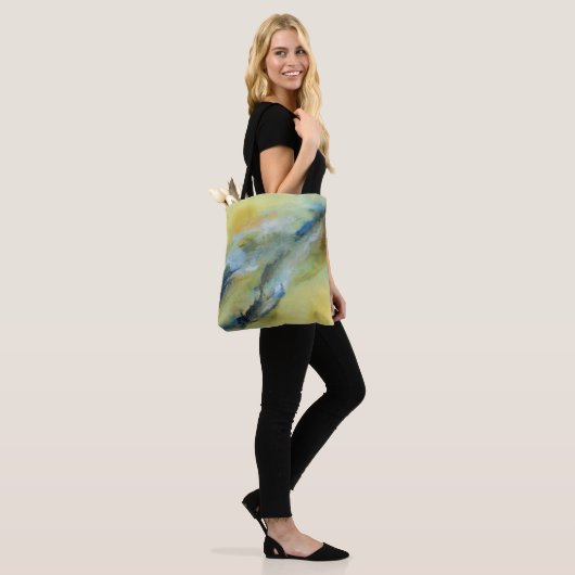 Modern geel blauw Abstract marmeren kunst Tote Bag (Op model)