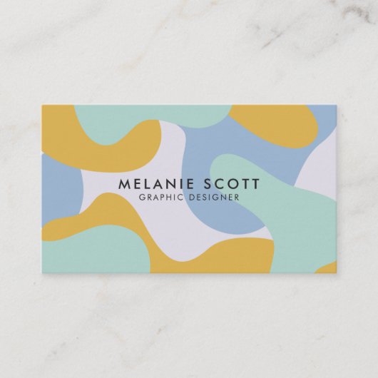 Modern geel blauw abstract patroon minimalistisch visitekaartje (Voorkant)