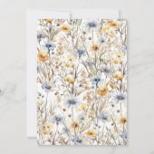 Modern Geel & Blauw Boho Chic Bloemen Bruiloft Kaart (Achterkant)