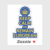 Modern Geel Blauw Houd Kalm Kroon Europese Pun Sticker (Vel)