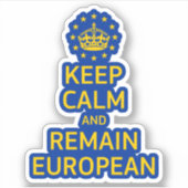 Modern Geel Blauw Houd Kalm Kroon Europese Pun Sticker (Voorkant)