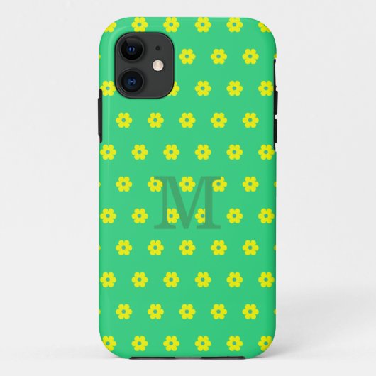 Modern  geel bloemen monogram Hoesje-M Case-Mate iPhone Case (Achterkant)