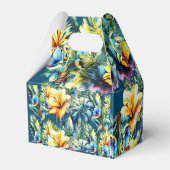 Modern geel bloementropisch groen baby shower bedankdoosjes (Achterkant)