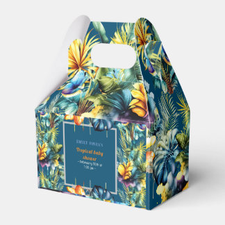 Modern geel bloementropisch groen baby shower bedankdoosjes