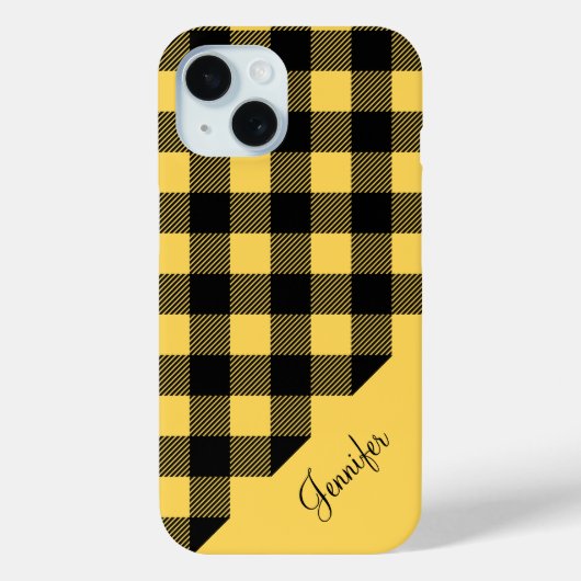 Modern geel buffel geruite controlepatroon Case-Mate iPhone case (Achterkant)