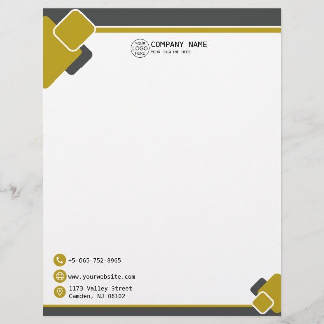 Modern geel Business logo Letterhead Briefhoofd (Voorkant)