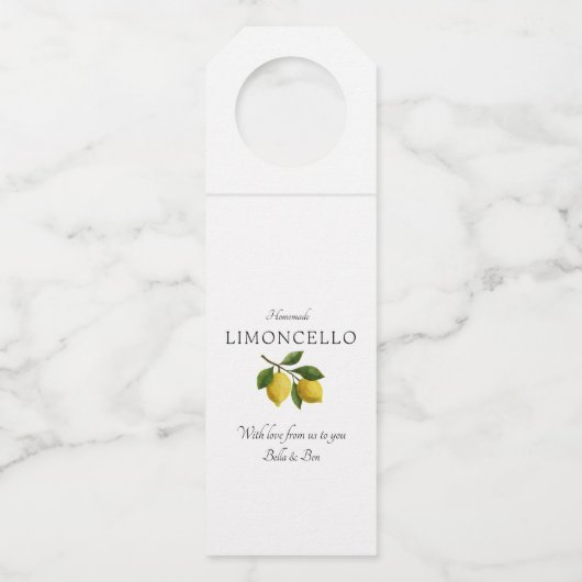 Modern Geel Citroen Evenement Bruiloft Limoncello Flessenhanger (Voorkant)