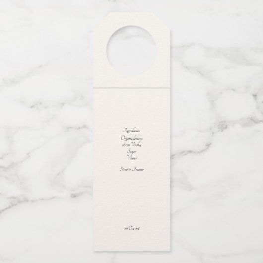 Modern Geel Citroen Evenement Bruiloft Limoncello Flessenhanger (Achterkant)