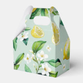 Modern geel citroen floral script vrijgezellenfees bedankdoosjes (Achterkant)