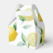 Modern geel citroen floral script vrijgezellenfees bedankdoosjes (Achterkant)