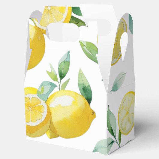 Modern geel citroen floral script vrijgezellenfees bedankdoosjes (Geopend)
