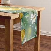 Modern geel citroen floral script vrijgezellenfees korte tafelloper (Voorbeeld)