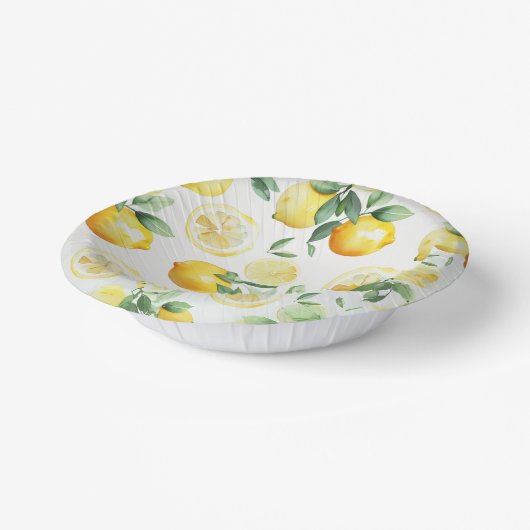 Modern geel citroen floral script vrijgezellenfees papieren kommen (Gebogen)