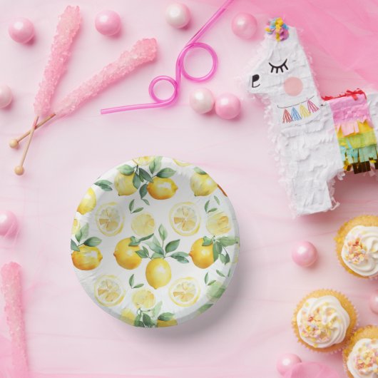 Modern geel citroen floral script vrijgezellenfees papieren kommen (Feest)