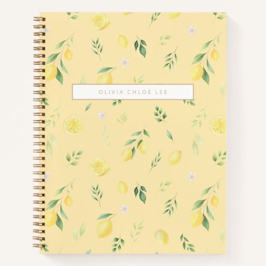 Modern geel citroen Notitieboek - volledig persona (Voorkant)
