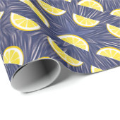 Modern geel citroenschijfpatroon cadeaupapier (Rol Hoek)