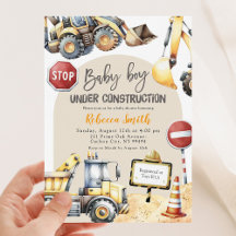 Modern geel constructie jongen Baby shower