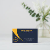 Modern Geel en Blauw Bouwbedrijf Logo Visitekaartje (Staand voorkant)