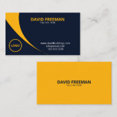 Modern Geel en Blauw Bouwbedrijf Logo Visitekaartje (Voorkant / Achterkant)