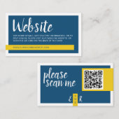 Modern geel en blauw met QR code bruiloft website Informatiekaartje (Voorkant / Achterkant)