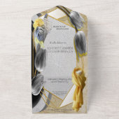 modern geel en grijs beeldhouwwerk met Tulips All In One Uitnodiging (Buitenkant)