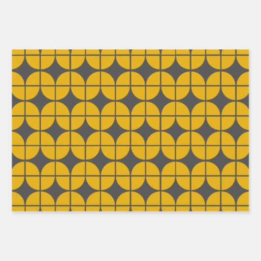 Modern geel en grijs eenvoudig geometrisch patroon inpakpapier vel (Voorkant 3)