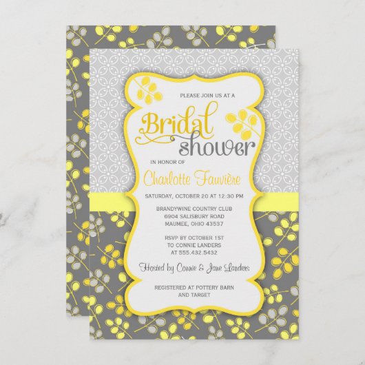 Modern Geel en grijs Elegant Vrijgezellenfeest Kaart (Voorkant / Achterkant)